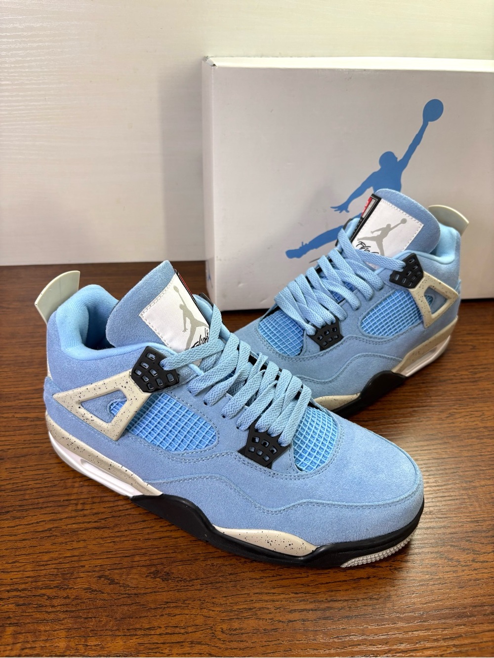 Jordan 4 Retro University Blue -Men’s Light Blue Suede Basketball Sneakers Shoes